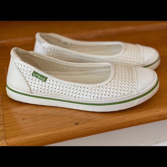 crocs white flats